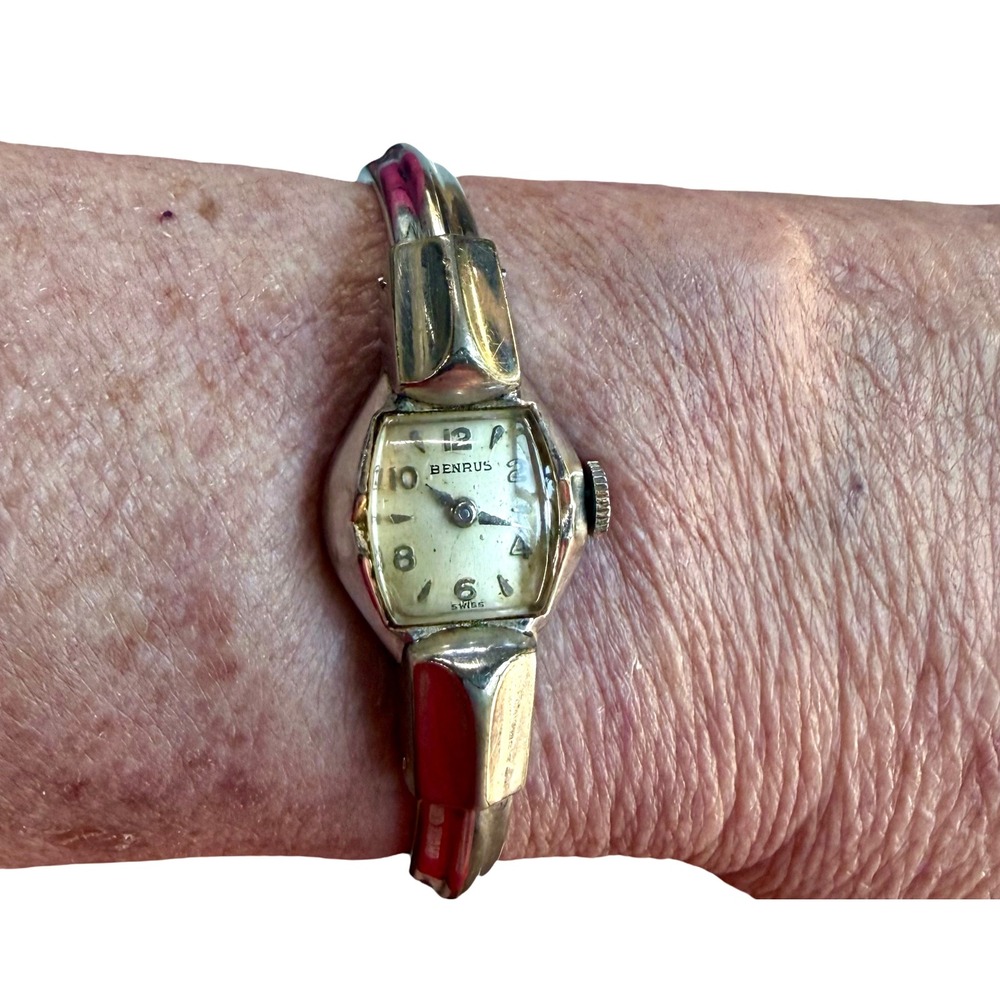 Vintage Benrus Ladies Watch 17 Jewel 10K RGP Cuff Bracelet Repair